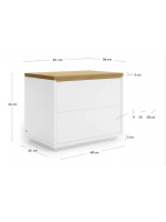 AYAGO 53x36 Eichenfurnier und weiß lackierter Nachttisch mit 2 Schubladen
