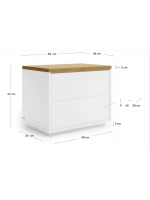 AYAGO 53x36 oak veneer and white lacquered bedside table with 2 drawers