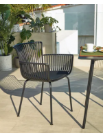 BARBERY black or beige chair with armrests in polypropylene for garden terraces residence restaurants chalets