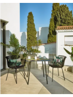 BARBERY Silla negra o beige con apoyabrazos de polipropileno para terrazas jardín residencia restaurantes chalets