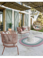 SEATTLE Sofá elección de color de cuerda y metal con cojín incluido para terrazas de jardín interiores y exteriores