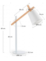 ARLET Lampe à poser structure en métal avec bras en bois abat-jour tissu