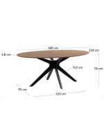 RICARD tavolo fisso 180x110 piano in noce e gambe in legno massello living design