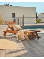 AFRES Bain de soleil en bois massif avec roues design pour jardin extérieur ou terrasse