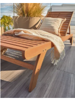 AFRES Bain de soleil en bois massif avec roues design pour jardin extérieur ou terrasse