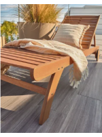 AFRES solid wood sun lounger with wheels design for outdoor garden or terrace