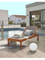 LEILA celta color solid wood sun lounger with wheels design for outdoor garden or terrace
