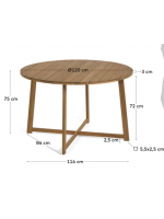 PARTY outdoor table diam 120 cm fixed in solid acacia wood