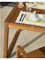 BRICCET fixed table 190x90 cm in solid acacia wood for outdoor or indoor