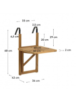 CANDY folding table to hang in solid acacia wood