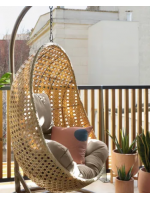 INDIANAPOLIS suspended armchair in woven rattan with cushion