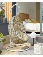 AUSTIN Hängesessel mit Fuß aus gewebtem Rattan mit Kissen für drinnen oder draußen