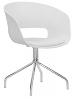 CLIM chaise au choix en polypropylène coussin en éco-cuir de couleur et structure en acier chromé pour contract et maison