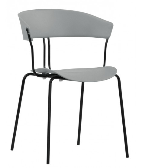 RANDA sedia con braccioli in polipropilene scelta colore e struttura in metallo nero interno o esterno impilabile