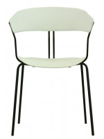 RANDA chair with armrests in polypropylene choice of color and structure in black metal inside or outside stackable