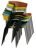 RANDA chair with armrests in polypropylene choice of color and structure in black metal inside or outside stackable