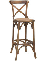 GRETA wooden stool in antique effect color choice and seat in rattan h 76 cm Viennese style