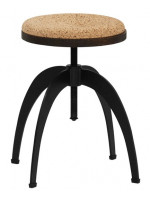 ZUIT screw stool adjustable seat height in wood and cork and metal structure