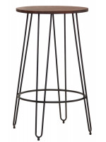 BELIN table haute Ø 60 cm en métal noir et plateau en bois pour maison résidence hôtel bar restaurant