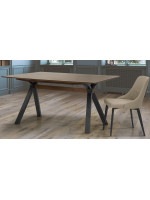 EZIO 160x90 cm table with solid wood base and veneered MDF top