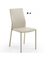 Conjunto de 4 sillas en ecopiel beige c039