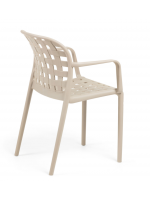 Set of 4 stackable beige chairs in polypropylene with armrests