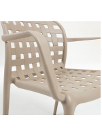 Set of 4 stackable beige chairs in polypropylene with armrests