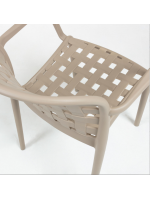Set di 4 sedie beige impilabili in polipropilene con braccioli