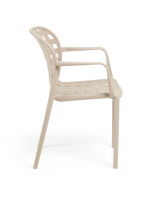 Set di 4 sedie beige impilabili in polipropilene con braccioli