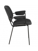 Set of 2 chairs in dark gray fabric with armrests