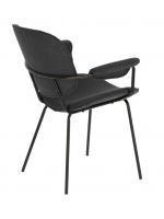 Conjunto de 2 sillas en tejido gris oscuro con reposabrazos