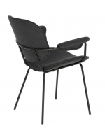 Set of 2 chairs in dark gray fabric with armrests