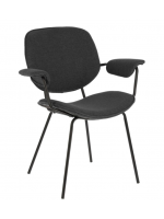 Set of 2 chairs in dark gray fabric with armrests