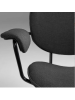 Set of 2 chairs in dark gray fabric with armrests