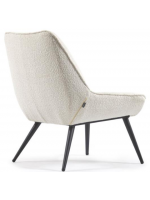 CONNY armchair in white shearling fabric and legs in solid black wood home design furniture