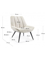 CONNY armchair in white shearling fabric and legs in solid black wood home design furniture