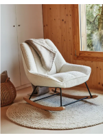 SALLY chaise berçante en peau de mouton blanche design maison