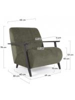 CIZAN Fauteuil en chenille et en bois de frêne finition wengé style nordique