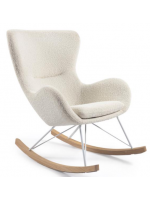 ENZA Fauteuil à bascule en tissu Shearling blanc