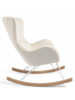 ENZA Fauteuil à bascule en tissu Shearling blanc