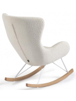 ENZA Fauteuil à bascule en tissu Shearling blanc