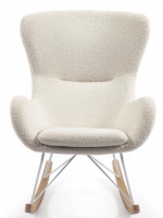 ENZA Fauteuil à bascule en tissu Shearling blanc