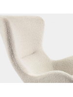 ENZA Fauteuil à bascule en tissu Shearling blanc