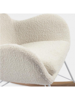 ENZA Fauteuil à bascule en tissu Shearling blanc