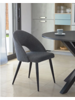 OTRANTO in Stoff nach Wahl der Farbe und Beine in schwarzem Metall Design Home Contract Chair