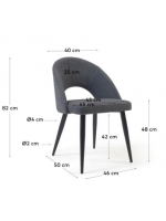OTRANTO in tessuto scelta colore e gambe in metallo nero sedia design casa contract
