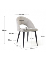 OTRANTO en tela, elección de color y patas en silla de contrato para el hogar de diseño de metal negro