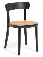 BENFIT chaise en bois de hêtre noir et rotin