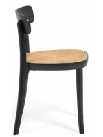 BENFIT chaise en bois de hêtre noir et rotin