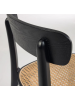 BENFIT chaise en bois de hêtre noir et rotin